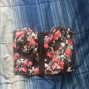 Floral Black Bustier Top